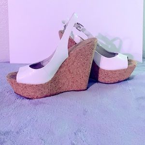 Jessica Simpson white wedge summer heels